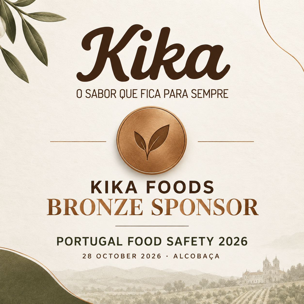 Kika Foods, Bronze Sponsor do Portugal Food Safety 2026, 28 de outubro de 2026 em Alcobaça